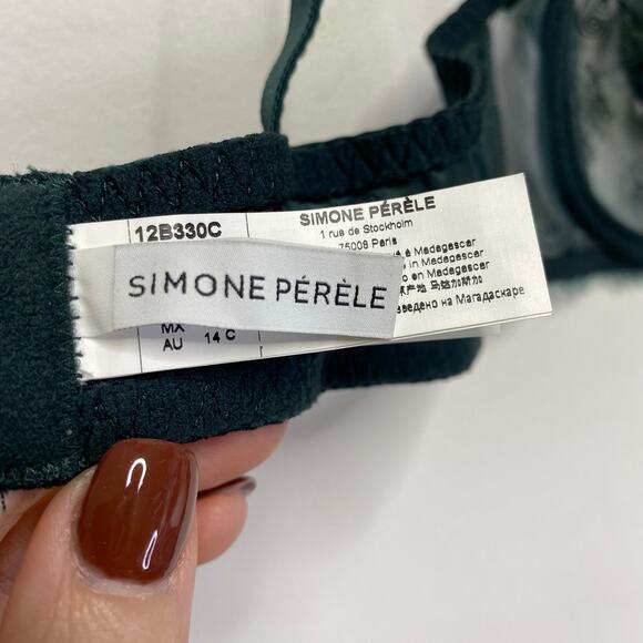 Simone Perle Wish Sheer Demi Bra Sz 36C Kolsai Green Embroidered Floral Jaquard - Picture 7 of 11
